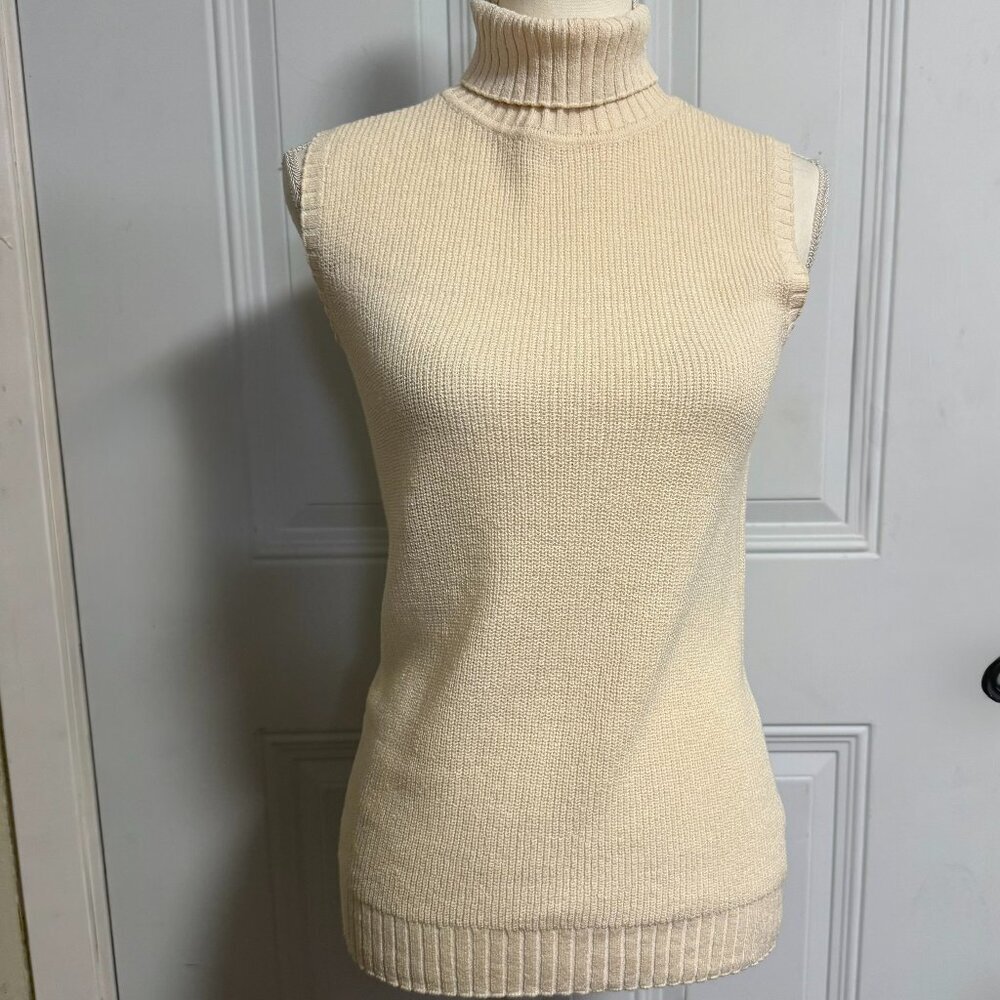 Liz Claiborne Knit Shell Top‎ SZ Medium Fall Ribbed Bottom Office Turtleneck